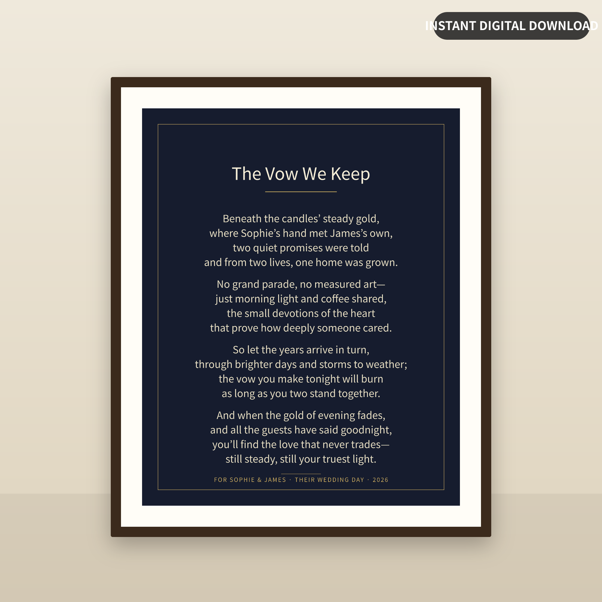 Midnight Gold poem print mockup